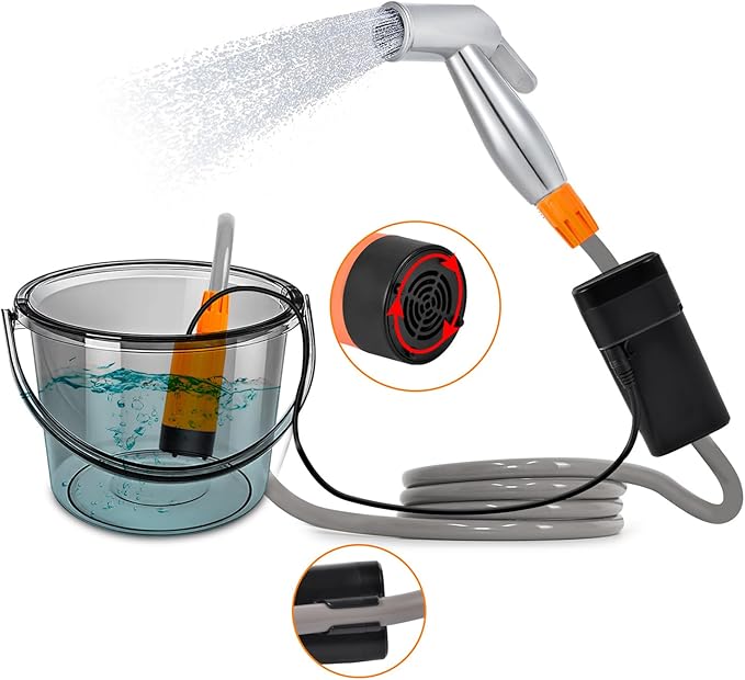 Portable Shower for Camping Outdoor Electric Shower USB Rechargeable Pumps Bathing Pumps Camping Shower Head Nozzle Portable Shower Outdoor Rechargeable Shower