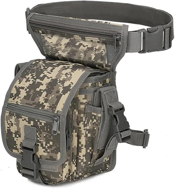 Tactical Drop Leg Bag Men Thigh Waist Fanny Pack Hunting Accessories Molle Gun Bag Hiking Traveling Camping Thigh Pouch(Black)