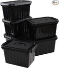 6L Plastic Storage Boxes 6 Pack Black Storage Bins with Lids