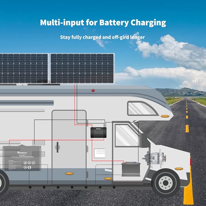 Renogy 50 Amp MPPT Charge Controller 12V MPPT Solar Charge Controller Capable for Solar Panel and Alternator Power Input with DC to DC Battery Charger Function for Gel AGM and Lithium Batteries