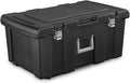16 Gallon Heavy Duty Plastic Footlocker Storage Trunk Storage Container with Sturdy Handles and Durable Wheels (Black)