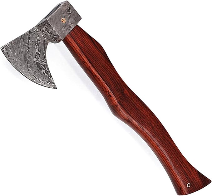 Armory Replicas™ Hook Claw Damascus Steel Functional Viking-Inspired Outdoor Axe with Sheesham Wood Handle &amp Leather Sheath – 16 Inches 1095/15N20 Steel 350+ Layers