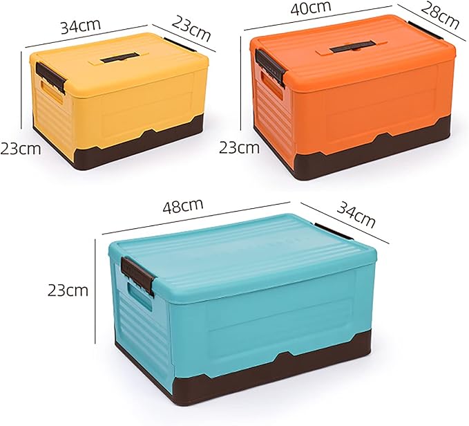 Yizc Stackable Collapsible Storage Bins with LidsDurable Plastic Folding Utility Crates Home Garage Bins Containers OrganizationStorage Cubes Box for Wardrobe Closet-Blue 25l(15.7x11x9inch)