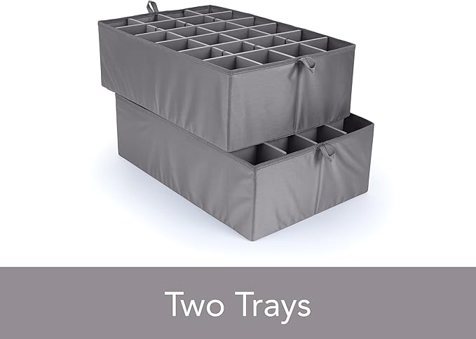 Covermates Keepsakes Adjustable Zip-Top Storage Box FlexGrid Organizer Compartments Heavy Duty Polyester Stackable Design ID Window Reinforced Handles Beige Heather