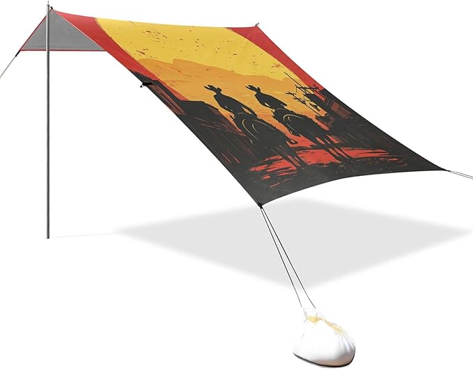 Cowboy4 Stable Beach Tent UPF50+ Protection Waterproof Large Portable Sun Shelter with Sandbags Sand Shovel Poles for Camping Fishing Backyard Fun