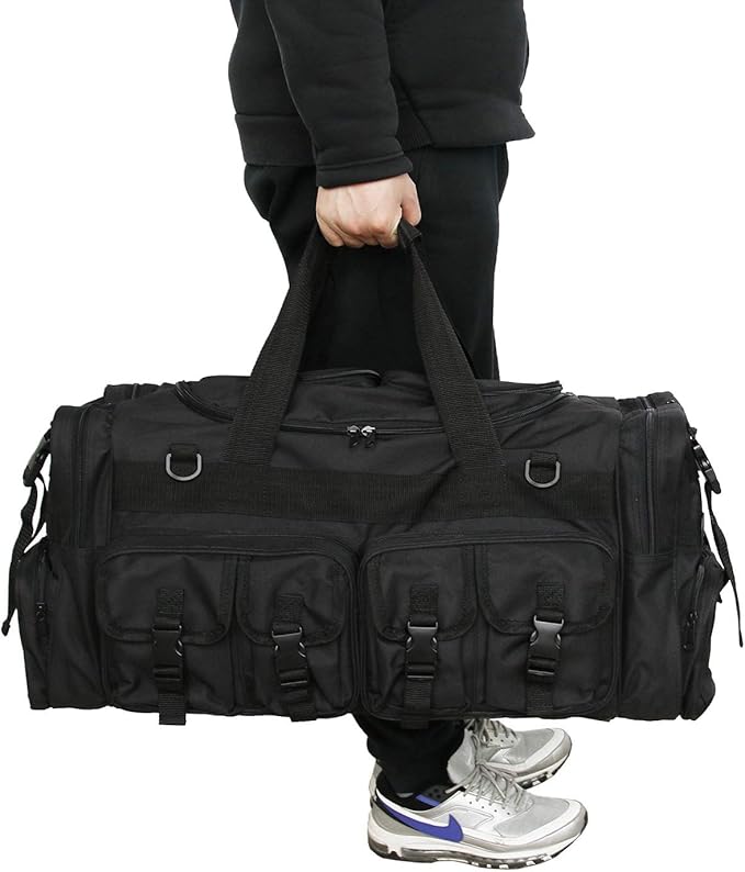 UNISTRENGH Men's Outdoor Sports Travel Duffle Bags Large Capacity 30'' Military Molle Tactical Gear Single Shoulder Bag For Mountaineering Camping Hunting (Black)
