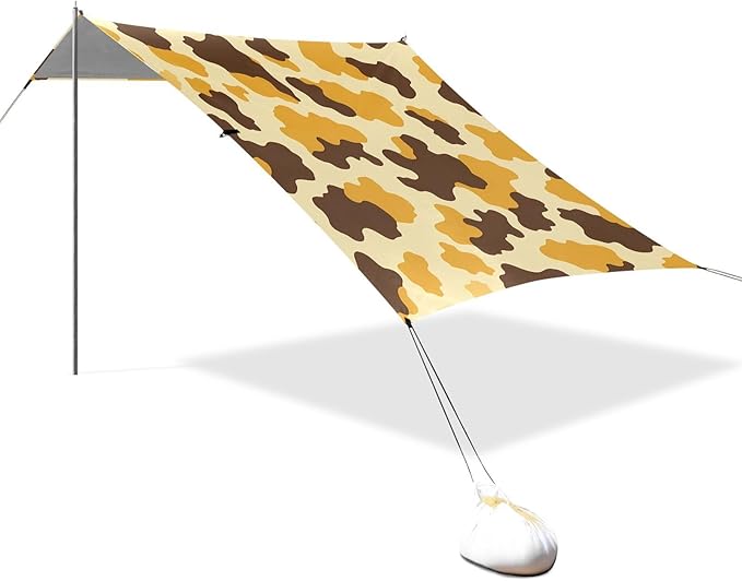 ALAZA Yellow Brown Cow Pattern Beach Tent Sun Shelter Portable Canopy Sunshade for Outdoor Camping Picnics Backyard Fun 10x9 ft
