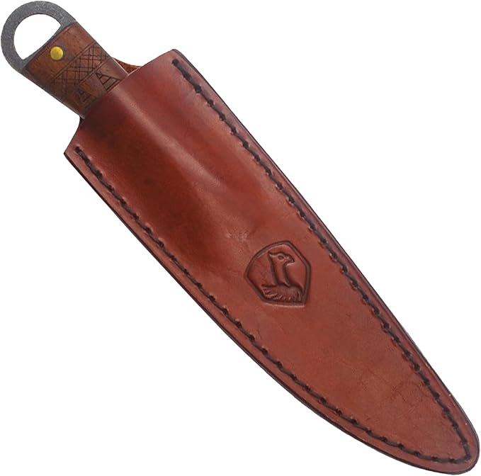 Condor Tool &amp Knife Lost Roman Fixed Blade Knife - 1075 High Carbon Steel - Hand Crafted Welted Leather Sheath - Walnut Handle - 4.9 Inches Blade - 3mm Thick - 7.3 Ounce