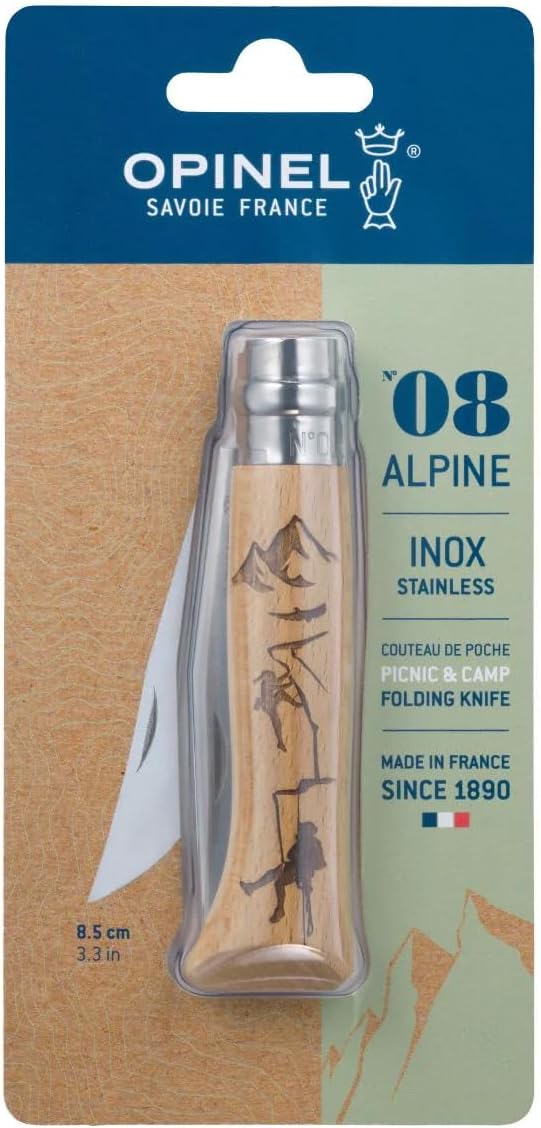 Opinel No8 Stainless Steel Pocket Knife - Alpine Adventures Collection - Mountain Biking