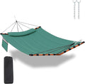 TegerDeger 12FT 2 Person Hammock Large Hammock 450LB Capacity with V Shaped Hardwood Spreader Bar &amp Nylon Rope for Outside Patio Garden Backyard Beach Poolside - Lake Blue