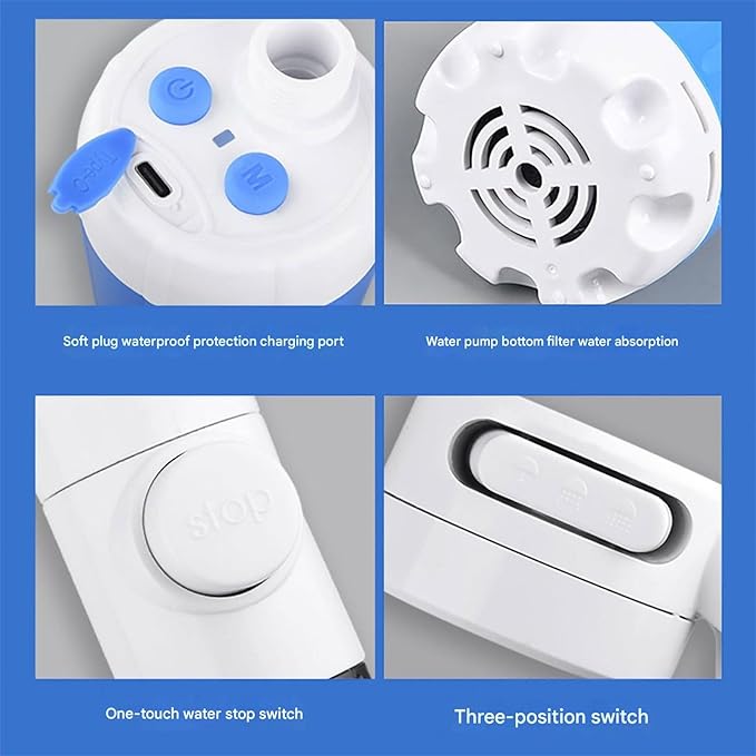 Pack of 2 Wireless Rechargeable Portable Shower Uprgades for Outdoor Camping Bathing Pet &amp Garden Watering