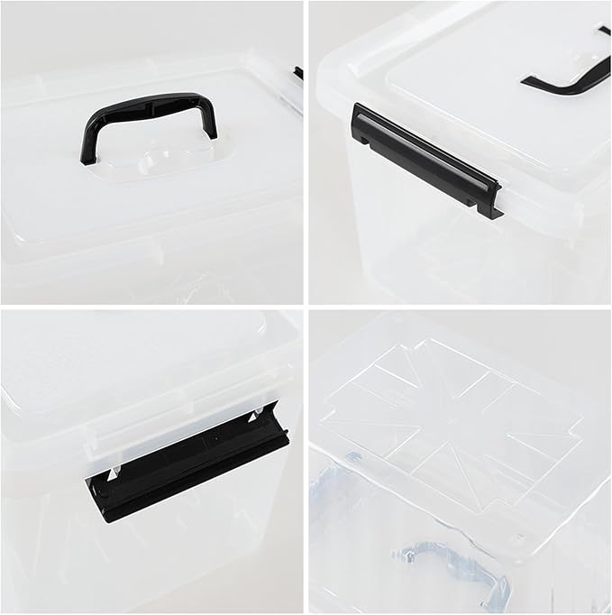12 Quart Plastic Storage Box with Handle 6 Pack Clear Latching Container Bin