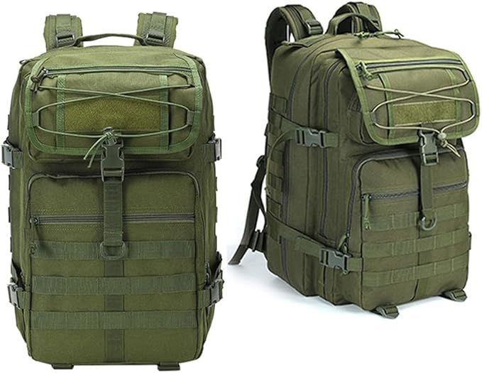 45L Military Tactical Backpack Large Army 3 Day Assault Pack Molle Army Bag Rucksack Hiking Treeking (Military Green)