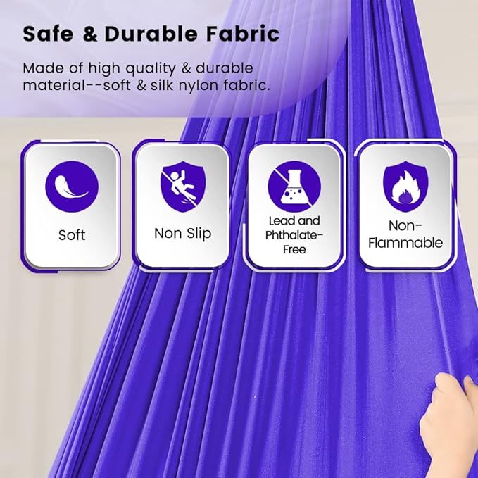 Kids Therapy Swing with Special Needs Snuggle Swing Cuddle Hammock Indoor Adjustable Aerial Yoga for Children with Autism ADHD Asperger Sensory Integration (Hardware Included)