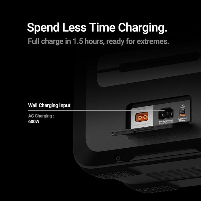 Hulkman Mega 576Wh Power Station Works at -4°F PD100W 1h fast charging Ternary Lithium Battery with 10 ports 600W AC Outlets UPS 15ms Solar Generator(Solar Panel Optional) Space Gray
