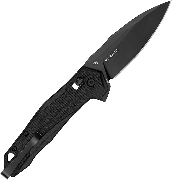 Kershaw Black Iridium Folding Pocket Knife Sleek 3.4 inch D2 Steel Blade &amp Monitor Folding Pocket Knife 3 Inch Black Blade with D2 Steel DuraLock Locking Mechanism Pocketclip