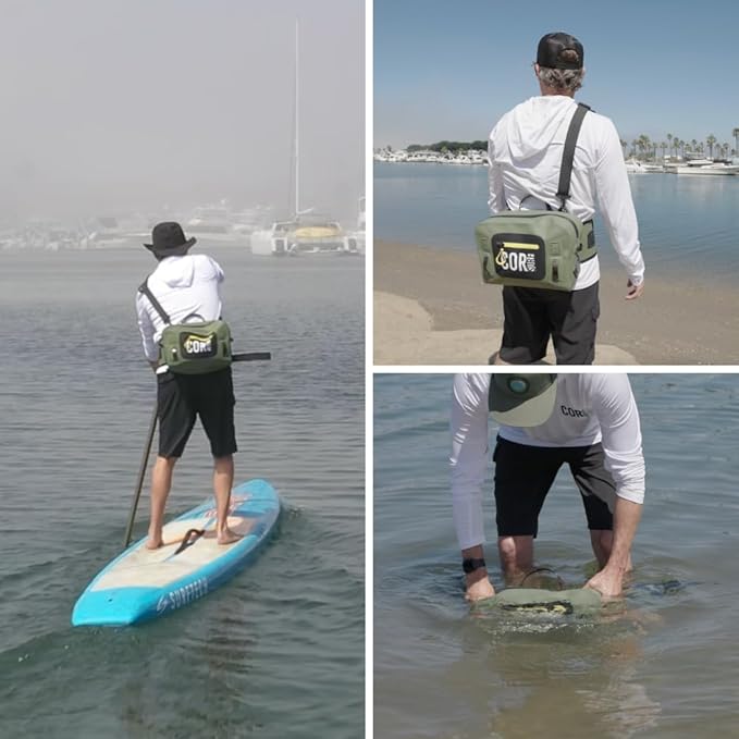 Waterproof Hip Pack | 8L Submersible Lumbar Fishing Waist Pack with Airtight Zipper | Perfect for Fly Fishing Boating Camping Hiking or Paddleboarding | includes free IPX8 Waterproof Phone Case