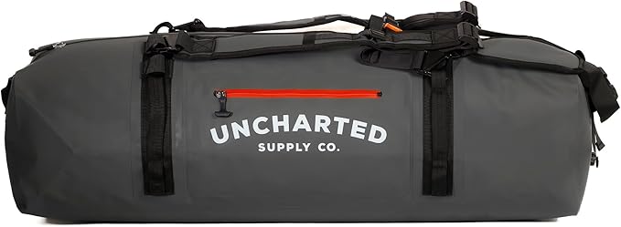 Uncharted Supply Co. The Vault Waterproof Duffel Bag - Airtight bag with Backpack Straps Carry-On Size Perfect for travel boating camping recreation. (Gunmetal 100L)
