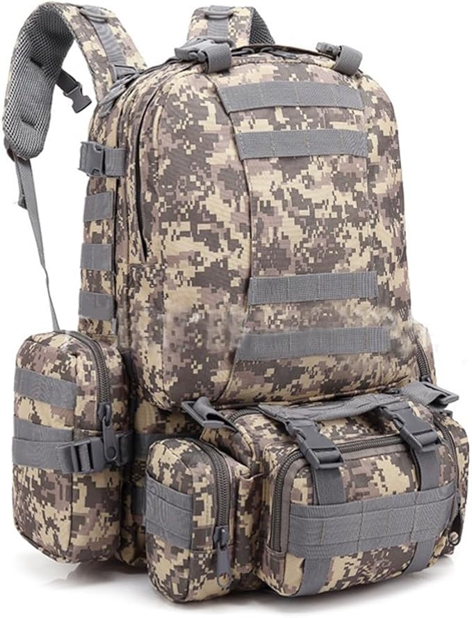 55L Military Tactical Backpack for Men Army 3 Day Assault Pack Large Camping Detachable Rucksack Molle Bag (ACU)