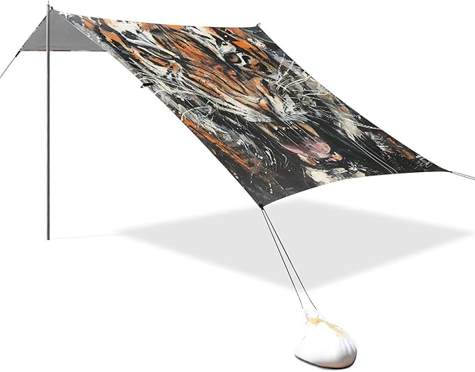 ALAZA Watercolor Tiger Beach Tent Sun Shelter Portable Canopy Sunshade for Outdoor Camping Picnics Backyard Fun 10x9 ft