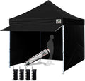 Eurmax USA 10x10 Pop Up CanopyCommercial Tent with Patented No-Tip Rolling Bag24sqft Extension Awning &amp 4 Zippered Removable WallsUV &amp Water ResistantHeavy Duty Instant Shelter GazeboBlac