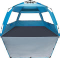 WhiteFang Deluxe Pop Up Beach Tent Sun Shade Shelter for 3-4/5-6 Person UV Protection Extendable Floor with 3 Ventilating Windows Plus Carrying Bag Stakes and Guy Lines