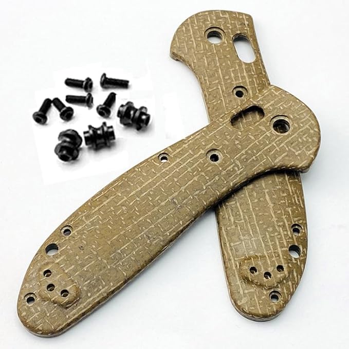 1 Pair Scale Handle Fits for Griptilian 551 Micarta Knife Handle Patch with 3 Sets Screws DIY Replacement(Brown)