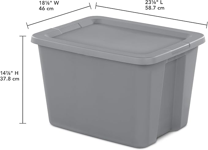(2 Pack) 18 Gallon Gray Plastic Storage Bins with Snap-On Lids - Stackable Heavy-Duty Totes for Garage Closet Basement Attic &amp Home Organization