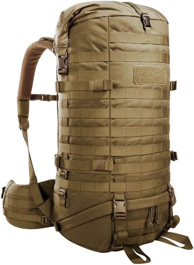 Tasmanian Tiger TT Base Pack 52 Modular Expandable Backpack 52 L to 65 L Volume Trekking Backpack with Molle System and Removable Waist Belt Coyote Brown