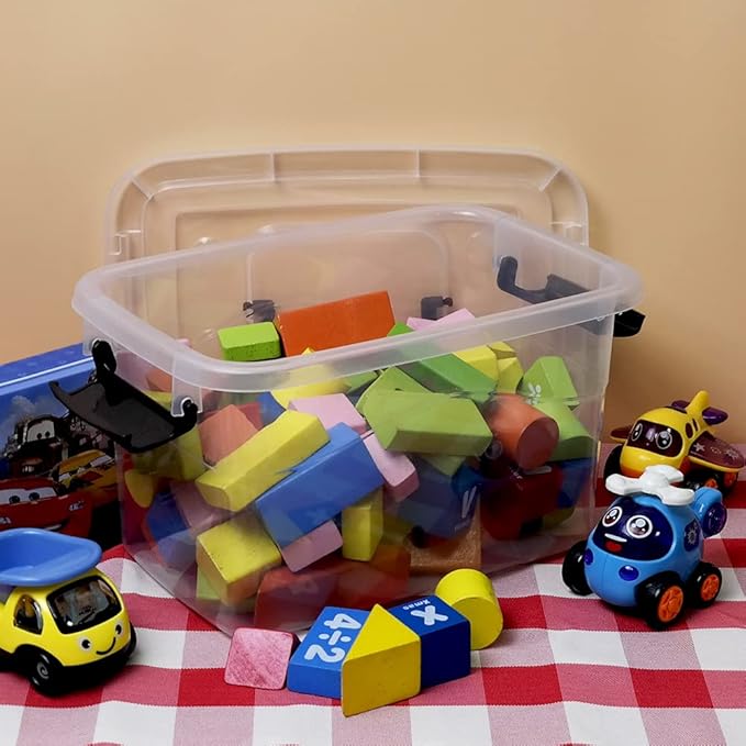 6 Pack 5.5 Quart Storage Container Box with Lids Small Plastic Storage Bins with Handle