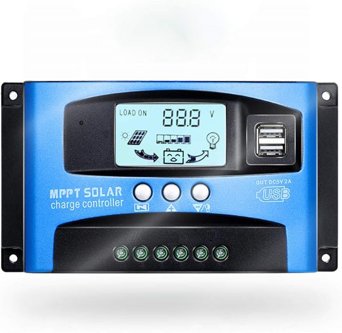 SolaMr Solar Charge Controller 40AMP Solar Panel Battery Regulator 12V/24V Auto with LCD Display Dual 5V USB Adjustable Parameter Fits for OpenAGMGel Lead Acid Batteries (40A)