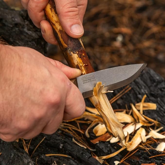 BPSKNIVES Bushmate 2.0 Designed by DBK - Bushcraft Knife - Fixed-Blade Carbon Steel Knife with Leather Sheath &amp Firestarter - Outdoor Full Tang Camping Survival Knives
