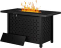 Walsunny 43 Inch Propane Fire Pit Table Outdoor Fire Pit 50000 BTU Gas Fire Pit Table Fire Pits with Lid and Lava Rock for Outside Patio Garden Yard