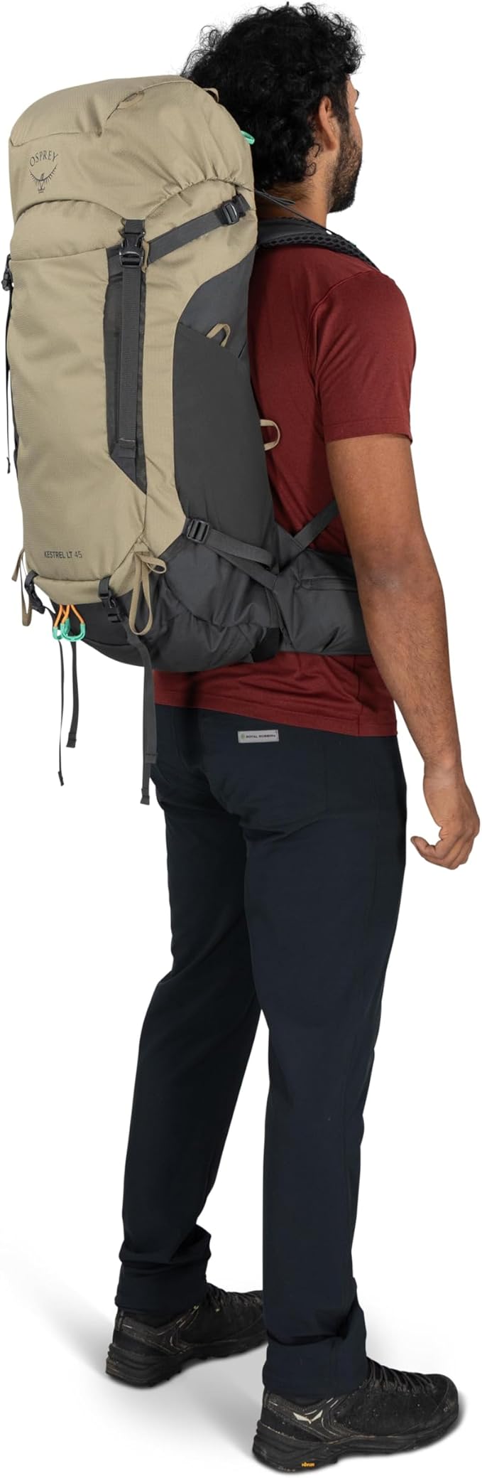 Osprey Kestrel LT 45L Men's Backpacking Backpack - Lightweight Hiking &amp Camping Bag with Waterproof Raincover Moss Green