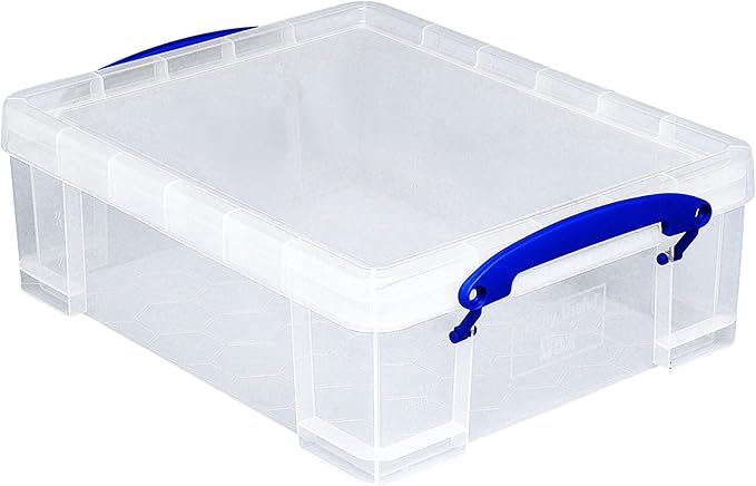 Really Useful Box 4 Pack Storage Bins Clear Plastic Stackable Organizing Totes 8.1 Liter