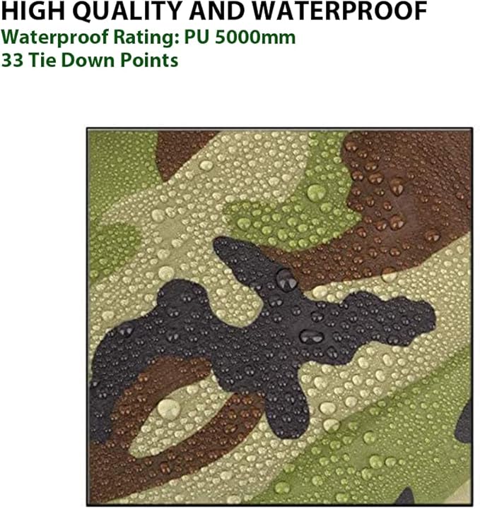 Gold Armour Rainfly Tarp Hammock Premium 14.7ft/12ft/10ft/8ft Rain Fly Cover Waterproof Ultralight Camping Shelter Canopy Survival Equipment Gear Camping Tent Accessories (Camouflage 14.7ft x 12ft)