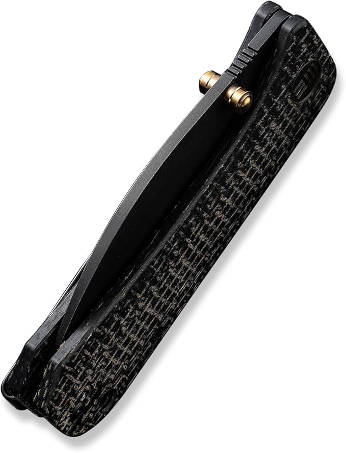 WeKnife Banter Wharncliffe Pocket Knife for EDC Ben Petersen Folding Knife with 2.85 CPM S35VN Steel Blade Burlap Micarta Handle Titanium Thumb Stud Opener WE19068J-1 (Black)