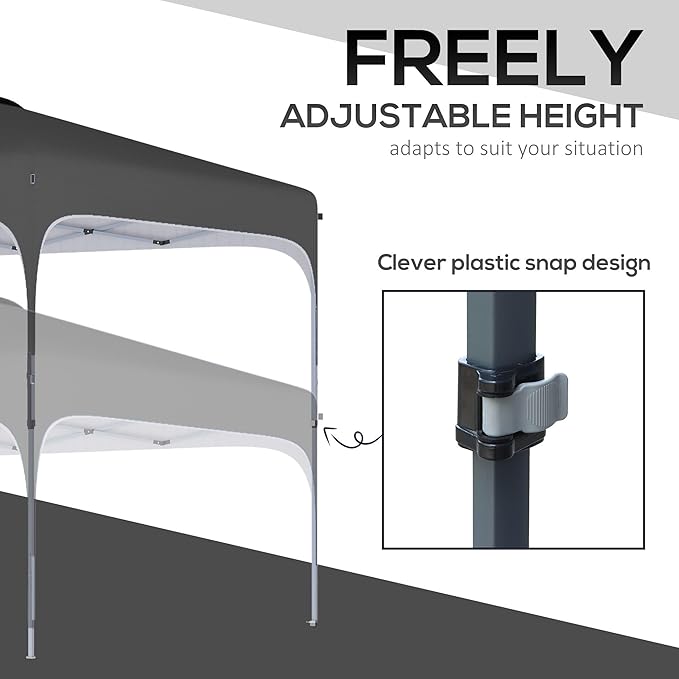8x8 Superior Excellent Modern AdjustableHeight Foldable Pop-Up Gazebo Canopy CarryBag Wheels HeavyDuty 4LegWeightBags Black