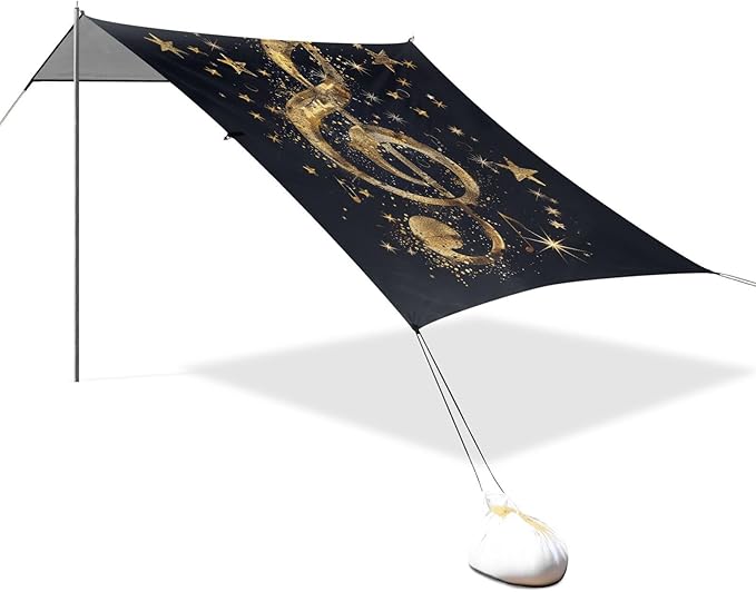 ALAZA Music Clef Stars Beach Tent Sun Shelter Portable Canopy Sunshade for Outdoor Camping Picnics Backyard Fun 10x9 ft