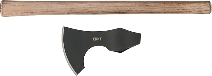 CRKT Berserker Axe: Two Handed Outdoor Axe Forged 1055 Carbon Steel Blade Hickory Handle 2736