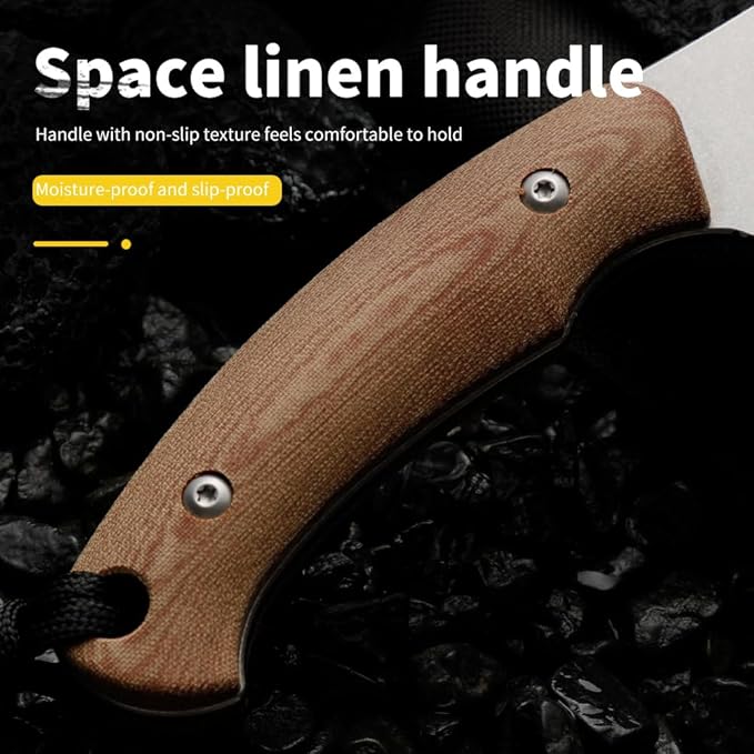 HUANG FU D2 Steel Hunting Knife 10.23 Inches Fixed Blade with Glass Reinforced Nylon Handle Black
