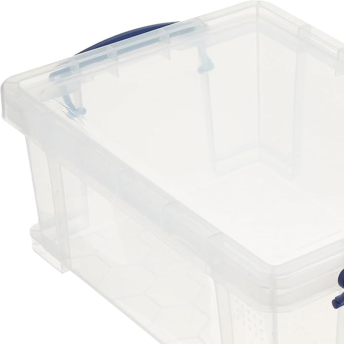 Really Useful Box Stackable 9 Liter Plastic Storage Container Bin with Snap Lid and Built-in Clip Lock Handles for Home &amp Office Organization (3 Pack)
