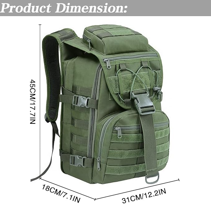 LIMHOO Military Tactical Backpack for Men Women 35L Hiking Trekking Rucksack 3 Day Molle Assault Pack (Army Green)