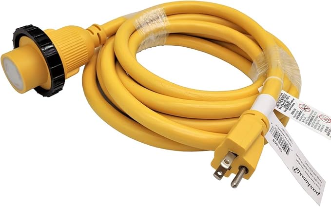 Parkworld 691968 Shore Power Adapter Cord Household 15A Male 5-15P to L5-30R RV/Camper/Marine 30A Female with Locking Ring (16FT)