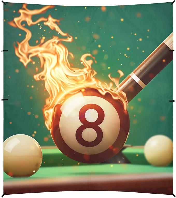 ALAZA Pool Cue Hitting A Billiard Ball on Fire Beach Tent Sun Shelter Portable Canopy Sunshade for Outdoor Camping Picnics Backyard Fun 10x9 ft