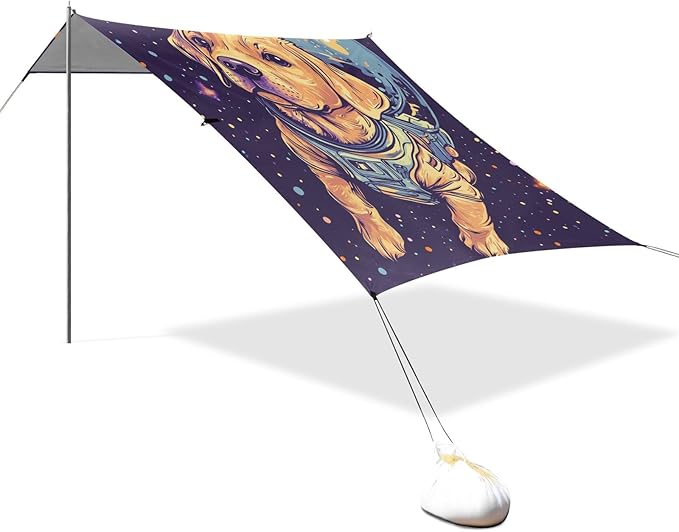 ALAZA Funny Cute Space Labrador Beach Tent Sun Shelter Portable Canopy Sunshade for Outdoor Camping Picnics Backyard Fun 10x9 ft
