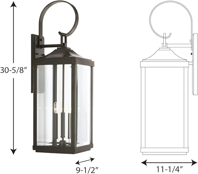 Gibbes Street Collection 3-Light Clear Beveled Glass New Traditional Outdoor Large Wall Lantern Light Antique Bronze