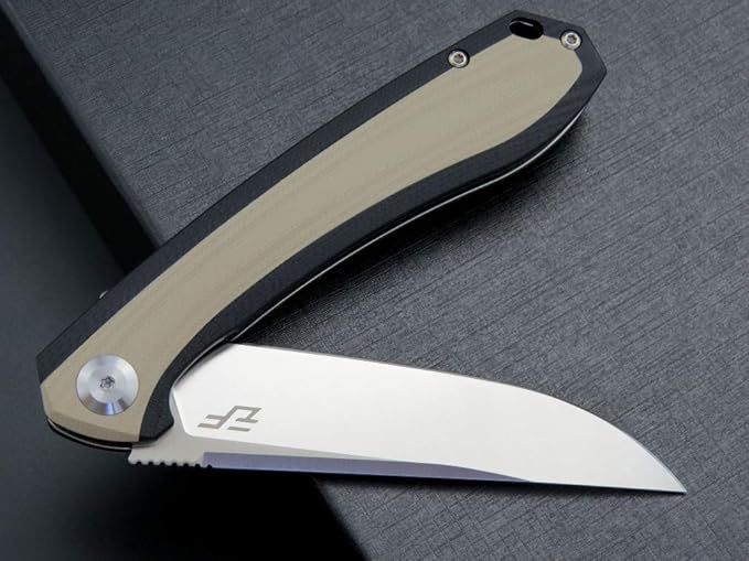Eafengrow EF947 EDC D2 Folding Knife G10 Handle Ball Bearing Folder with Locking Liner EDC Flipper Knife with Pocket Camping Hiking Survival Outdoor tool(DESERT)