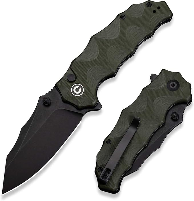 CIVIVI Natterjack Pocket Folding Knife 3.19 14C28N Blade G10 Handle with Reversible Clip Thumb Stud &amp Flipper Opener Knife for Camping Hiking EDC C24028-1 (OD Green)