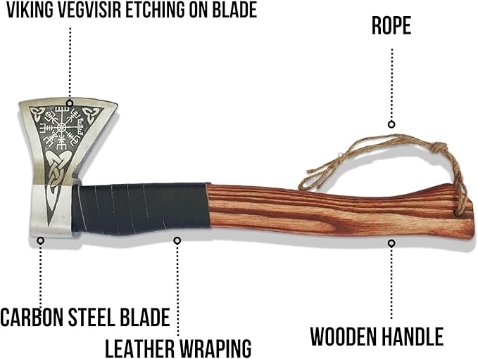 Hatchet Axe Handmade Carbon Steel Viking Axe Real Bearded Hatchet Blade Camping Hatchet Axe Bearded Axe with Wooden Handle Viking Throwing Axe Vikings Hatchet with SheathViking Gifts for Men